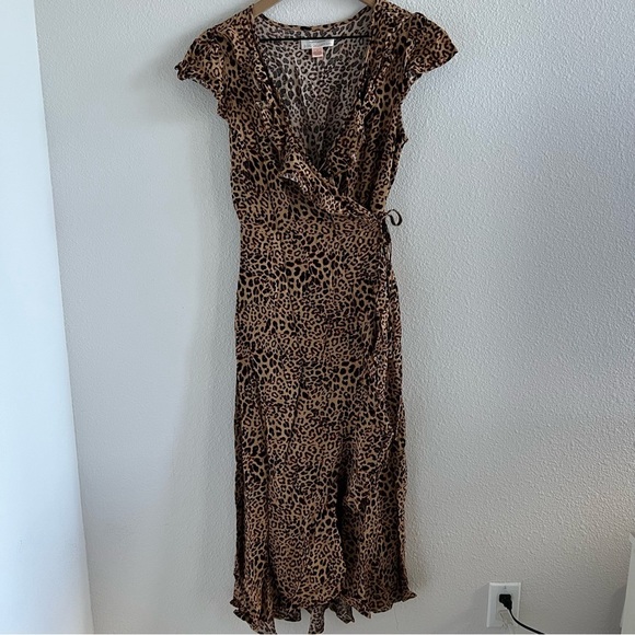 Band of Gypsies BOG Collection Leopard Wrap Dress Small - Picture 1 of 8
